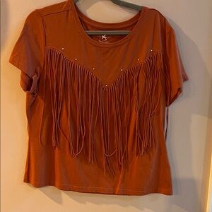 Idyllwind Rust Fringe Country Western Tee Size XL